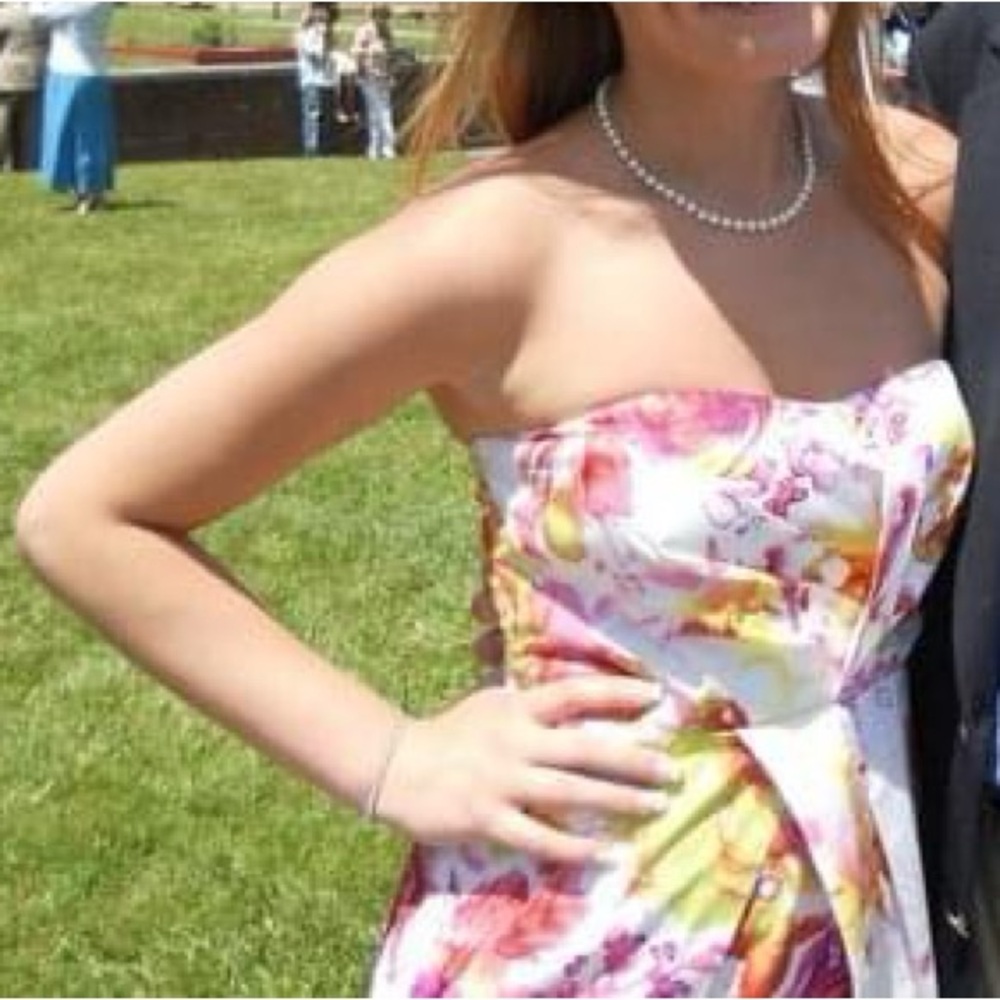 Alyn Paige strapless multi color dress